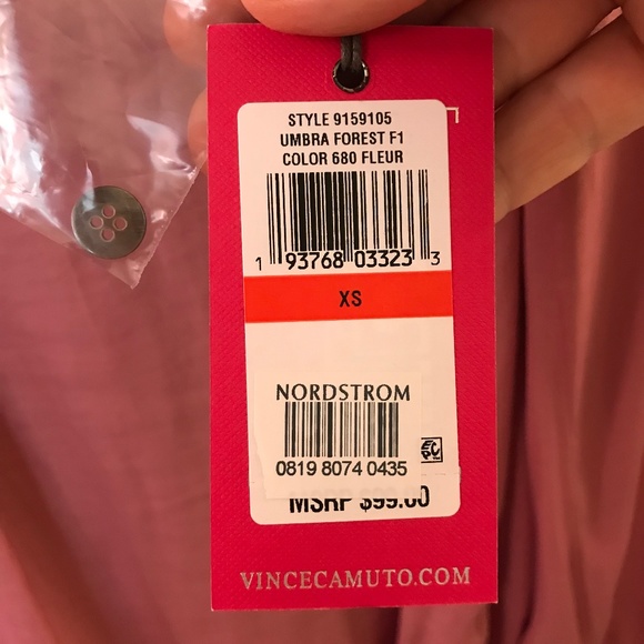 NWT Vince Camuto Grommet Collar Rose Pink Blouse - Picture 7 of 8